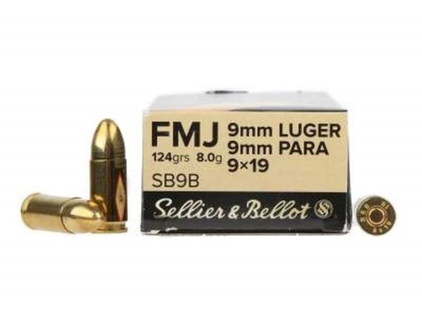 Sellier & Bellot Pistol 9mm 124 Grain 50 Round Box - Image 3